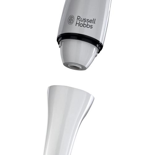 Mixeur Plongeant Russell Hobbs 200W - 2 Vitesses, Pied Amovible, Lames Inox - Blanc - Garantie 3 Ans
